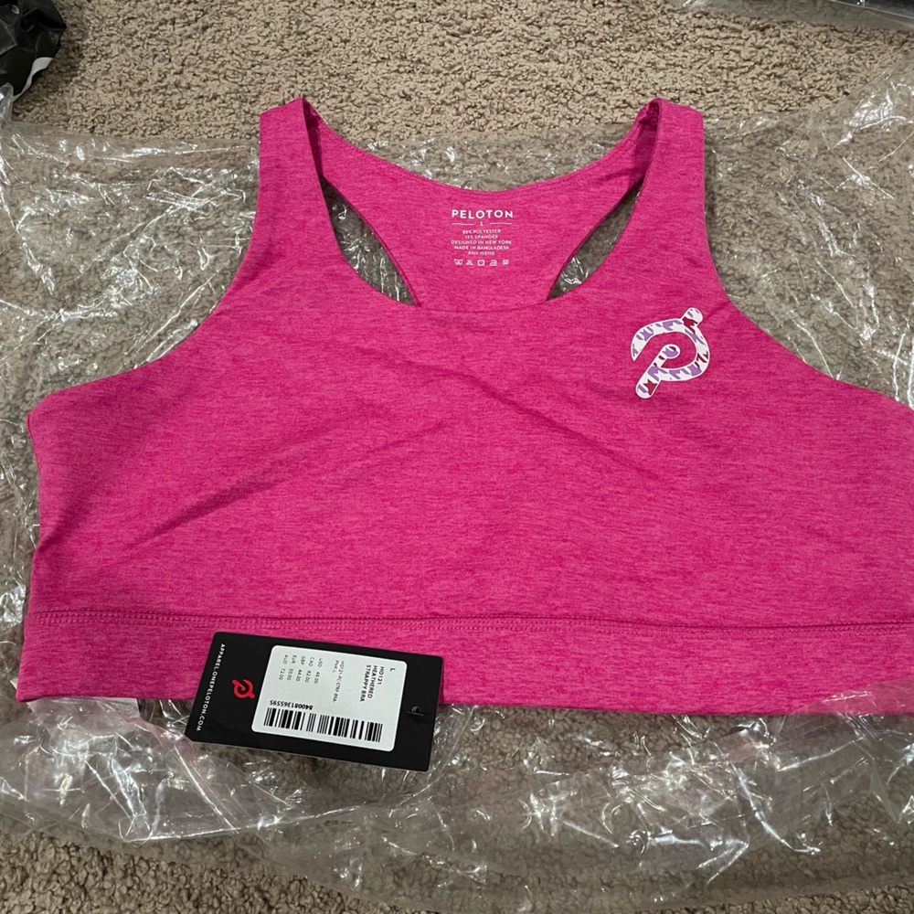 Peloton Strappy Bra. NWT in Bag. Heathered pink.